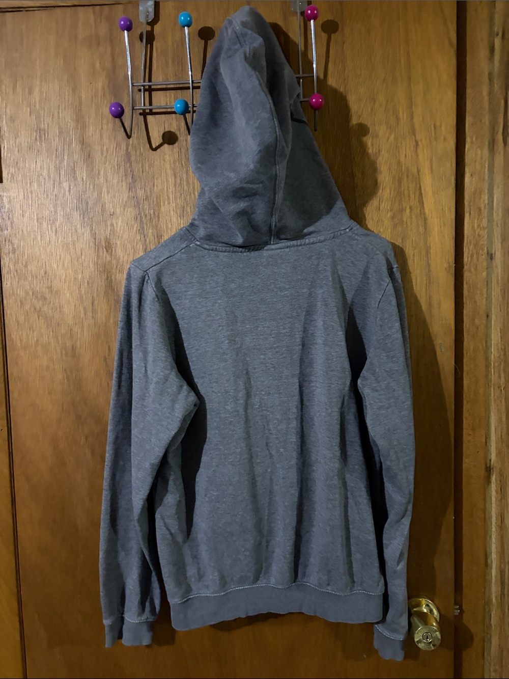 Nike Gray Heather Pullover Hoodie with White Swoosh - Picture 3 of 3